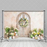 Aperturee - Aperturee Colorful Easter Eggs And Floral Decor Door Backdrop